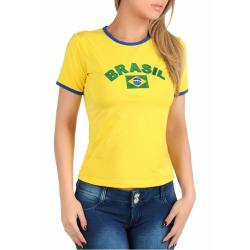 Camiseta Baby-look Brasil - Amarelo