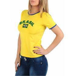 Camiseta Baby-look Brasil - Amarelo