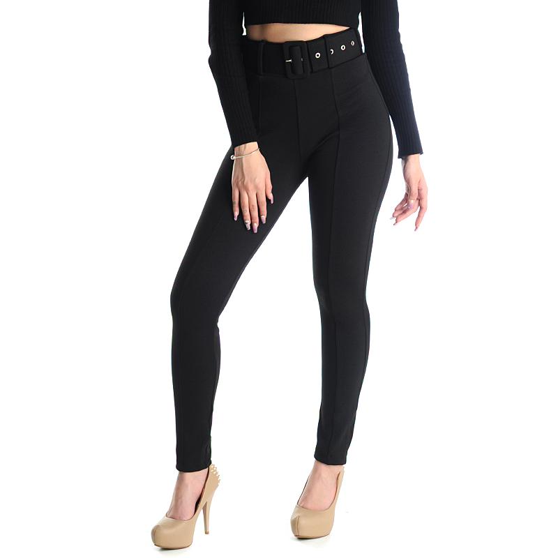 Calça Skinny Crepe Stretch Com Cinto - Preto