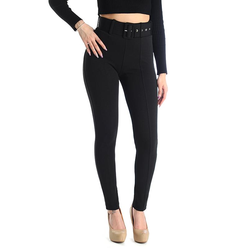 Calça Skinny Crepe Stretch Com Cinto - Preto