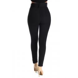 Calça Skinny Crepe Stretch Com Cinto - Preto