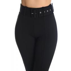 Calça Skinny Crepe Stretch Com Cinto - Preto