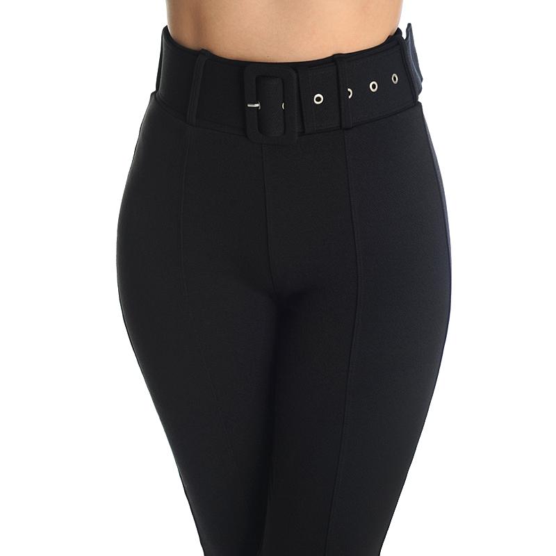 Calça Skinny Crepe Stretch Com Cinto - Preto